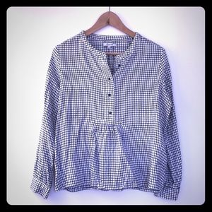 Madewell Black and White Checkered Peplum Blouse